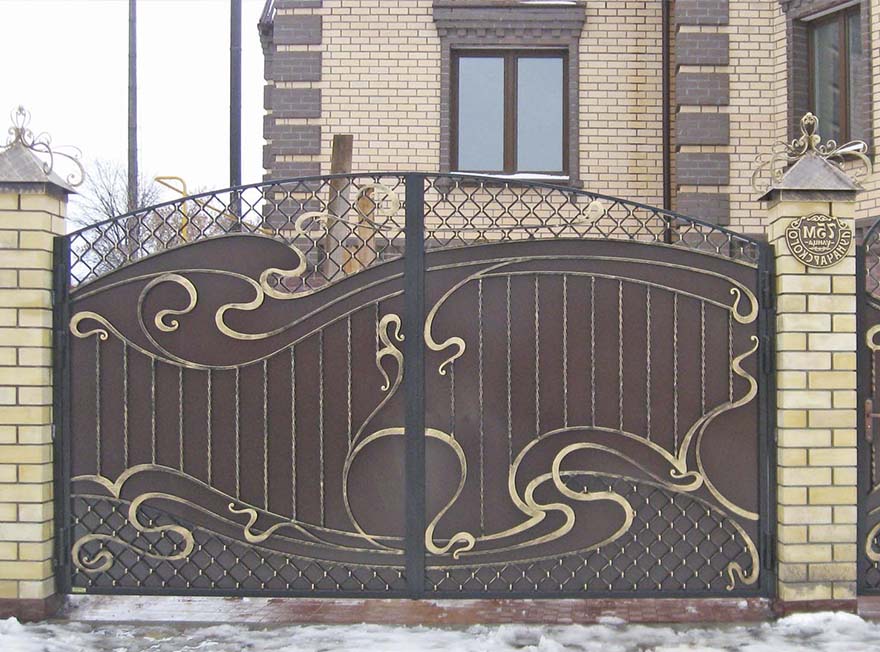 Кованые ворота в стиле Модерн